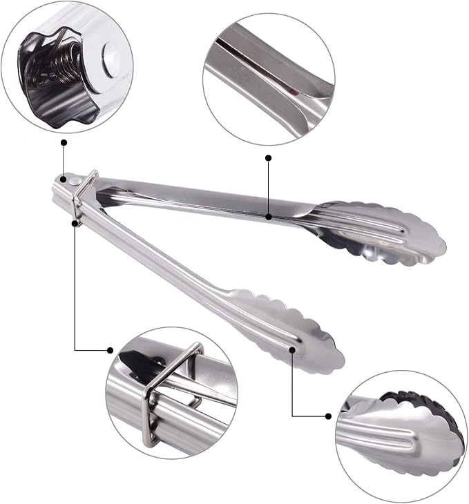 HINMAY Mini Stainless Steel Serving Tongs Small Tongs - Image 2