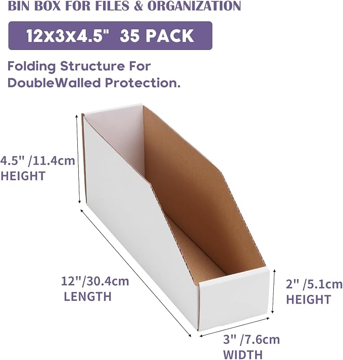 EXYGLO Cardboard Storage Bins 35 Pack, Corrugated Organizer Bins - Image 2