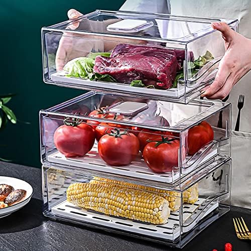 Fridge Storage Containers with Adjustable Vents and Draining Plate