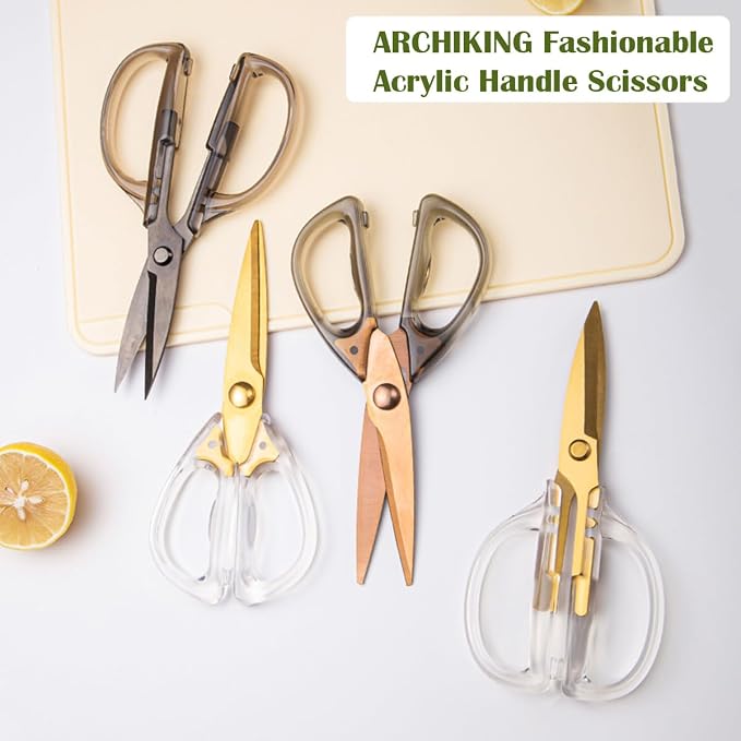 Kitchen Shears Scissors, ARCHIKING 7.7inch Gold Titanium Plated Scissor-Meat - Image 6