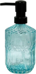 Blue Glass Soap Dispenser with Black Pump, 15oz Liquid Hand Dispenser, by YYTSGG