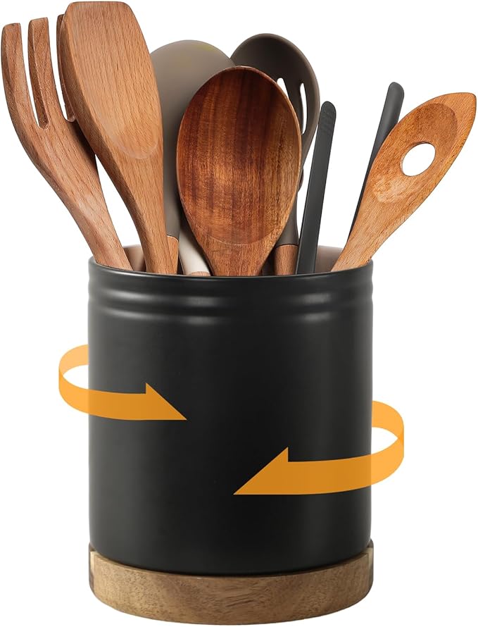 DOWAN 7.6" 360° Rotating Utensil Holder, Kitchen Utensil Holder by DOWAN