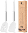 Pack of 2 Silicone Solid Turner, Non Stick Slotted Kitchen Spatulas, High Heat by BUNDLEPRO