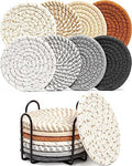 Effectyou 8 Pcs Drink Coasters with Holder, 8 Colors Absorbent