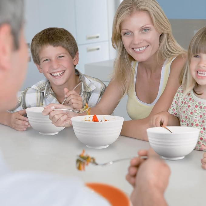Wrova Wheat Straw Bowls Set of 8, Unbreakable White Cereal Bowl 26OZ, Microwave - Image 7