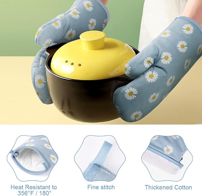 AUAUY Oven Mitts and Pot Holders, 392°F Heat Resistant Cooking Gloves and Hot - Image 3