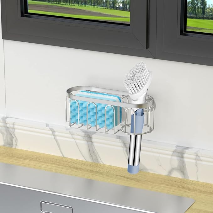 2-in-1 Sponge Holder for Kitchen Sink, Sink Caddy Kitchen Sink Organizer - Image 8