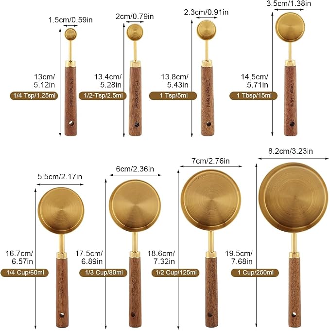 8Pcs Gold Measuring Cups and Spoons Set - Image 6