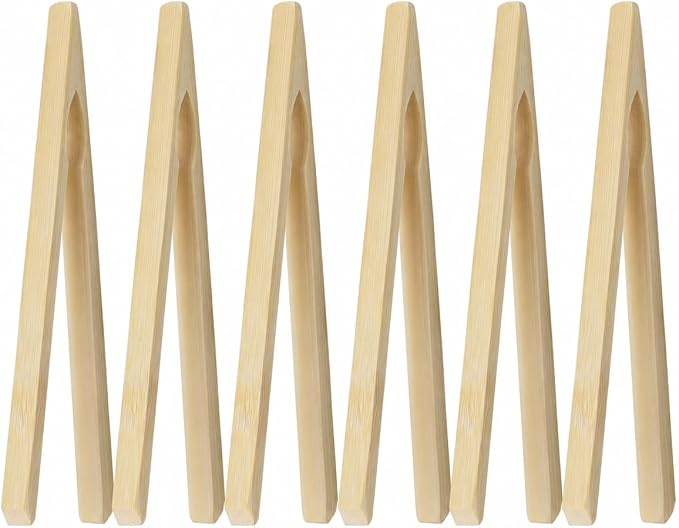 HIC Kitchen Toast Tongs, Natural Bamboo, 6.5-Inches by HIC