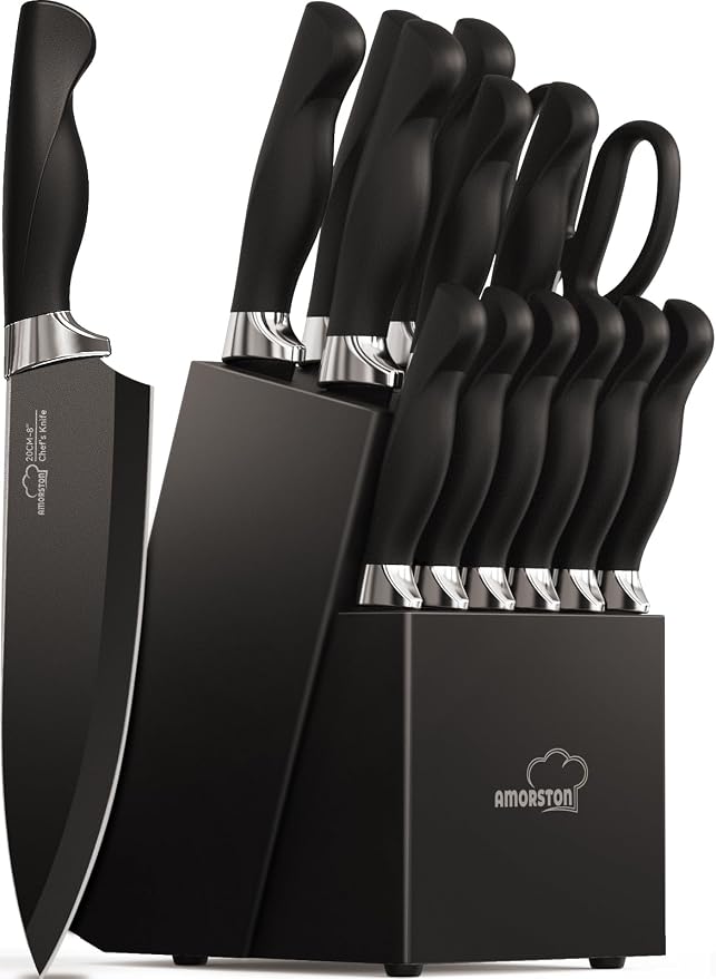 Amorston Knife Set, 15 Pieces Kitchen Knives Set by Amorston