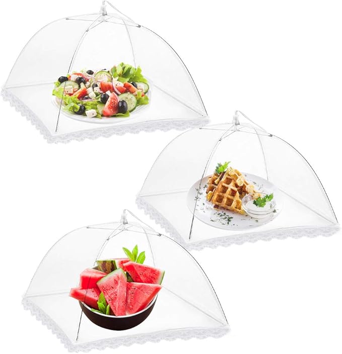 Onarway 3 Pack Food Covers 12 Inch Pop-Up Encrypted Mesh Plate Serving Tents by Onarway