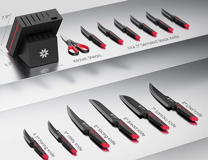 Knife Set - 15 PCS Kitchen Knife Set - Stainless Steel Knife Block Set - - Image 2