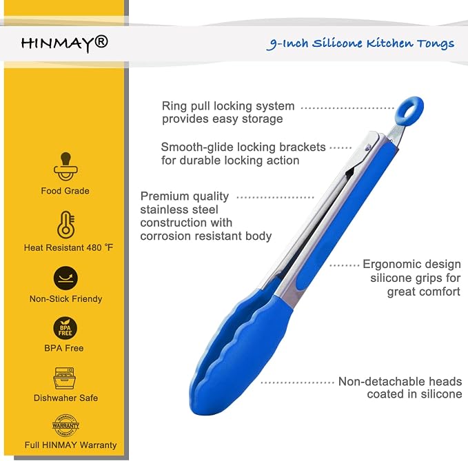 HINMAY 9-Inch Cooking Tongs - Image 2