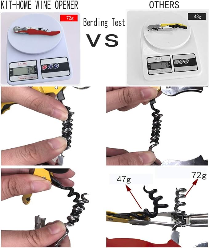 Professional Waiter Corkscrew Wine Openers Set, Heavy Duty Stainless Steel - Image 4