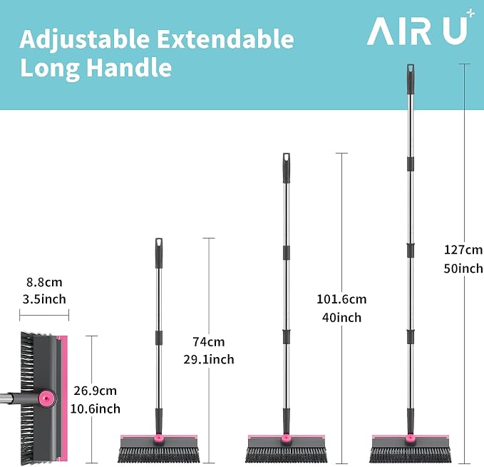 AIR U+ Floor Scrub Brush with Long Handle, 3 in 1 Scrape and Heavy-Duty Stiff - Image 6