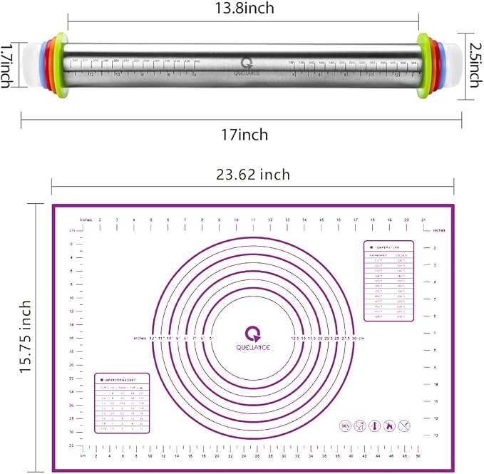 Rolling Pin and Pastry Baking Mat Set, Rolling Pins - Image 5