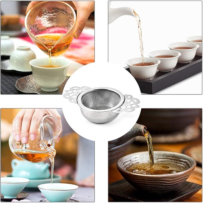 Picowe 4 Pack Tea Strainer Bowl, Stainless Steel Sliver Tea Strainers - Image 4