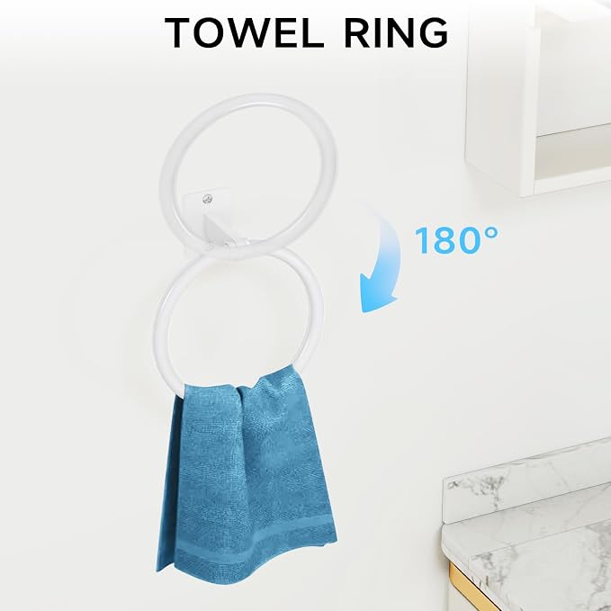 KLJKPA Bathroom Accessories Set, 4 Pieces White Bathroom Hardware Set, 24 inch - Image 3