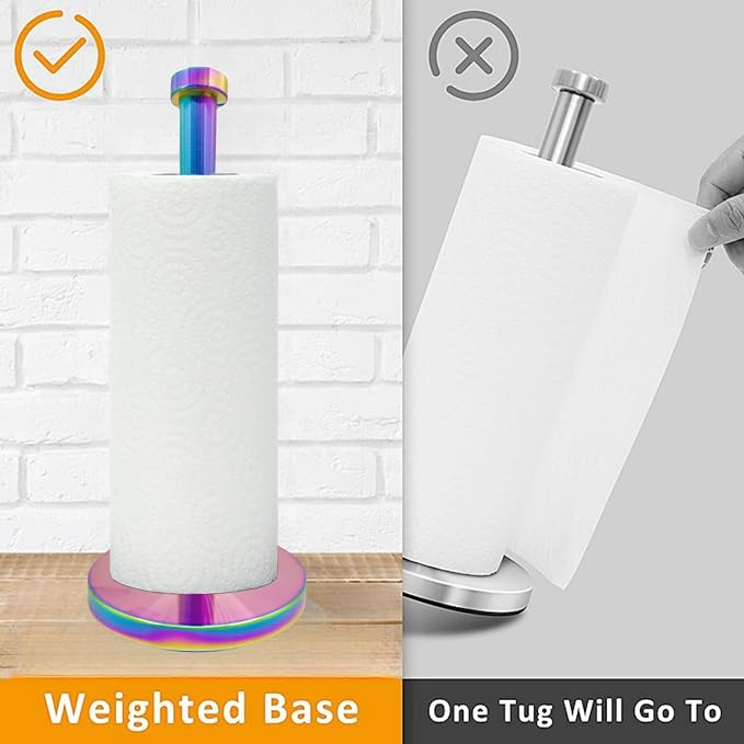 Stainless Steel Paper Towel Holder Countertop, Rainbow Kitchen Roll Holder Stand - Image 4
