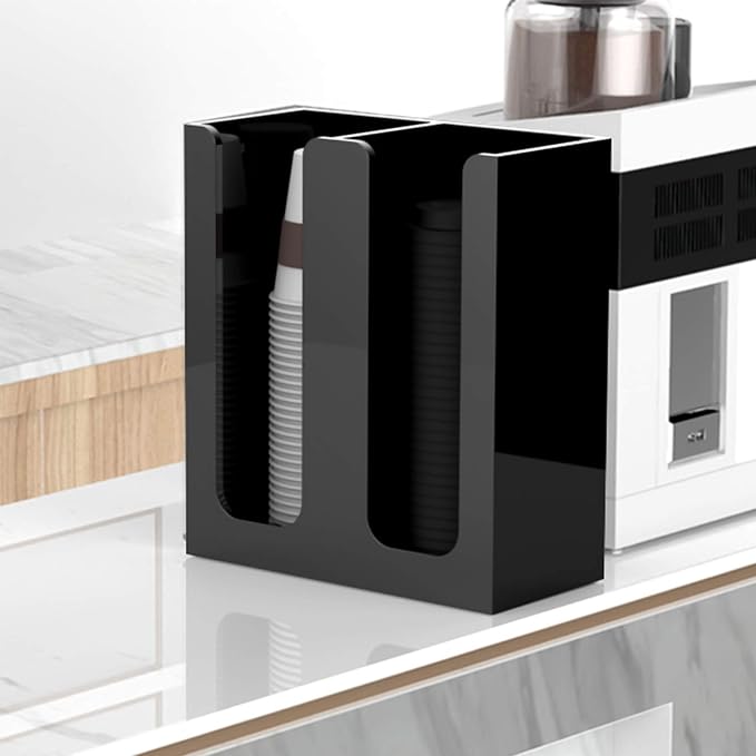 Richboom Acrylic Coffee Cup and Lid Storage Organizer Holder, 2 Compartments - Image 7