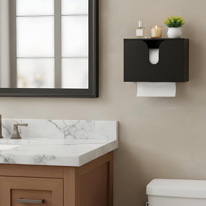 Paper Towel Dispenser Countertop, Wooden Bathroom Paper Towel Holder - Image 5