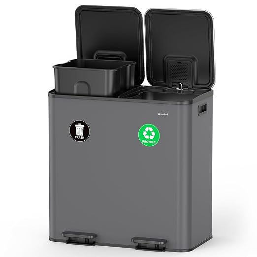 Lovewind 2×11.5 Gallon Dual Trash Can, Stainless Steel Dual Garbage and by LOVEWIND