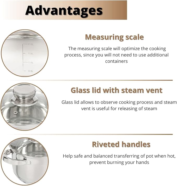 Daniks Standard 2 Quart Stainless Steel Stock Pot - Image 4