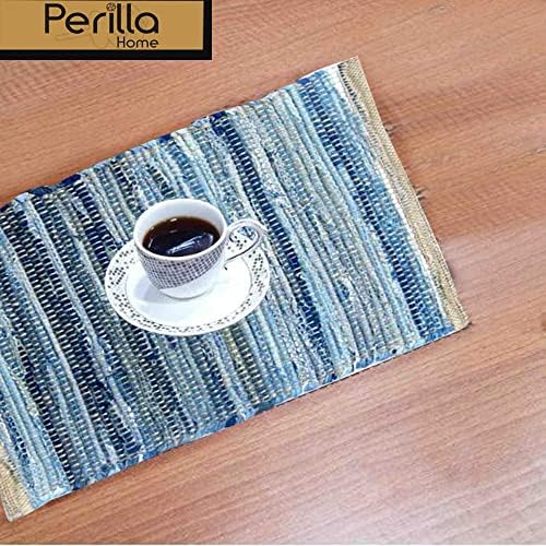 Perilla Home Natural Chindi Jute Placemats Set of 4 Vintage Boho 13x19