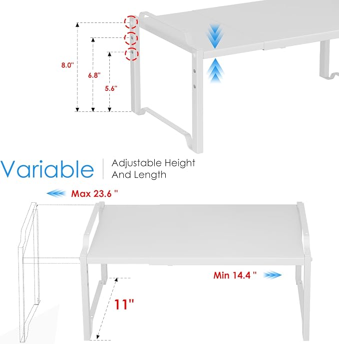 2 Pack 11” Width Expandable Kitchen Cabinet Organizer Shelves, Heavy Duty - Image 3