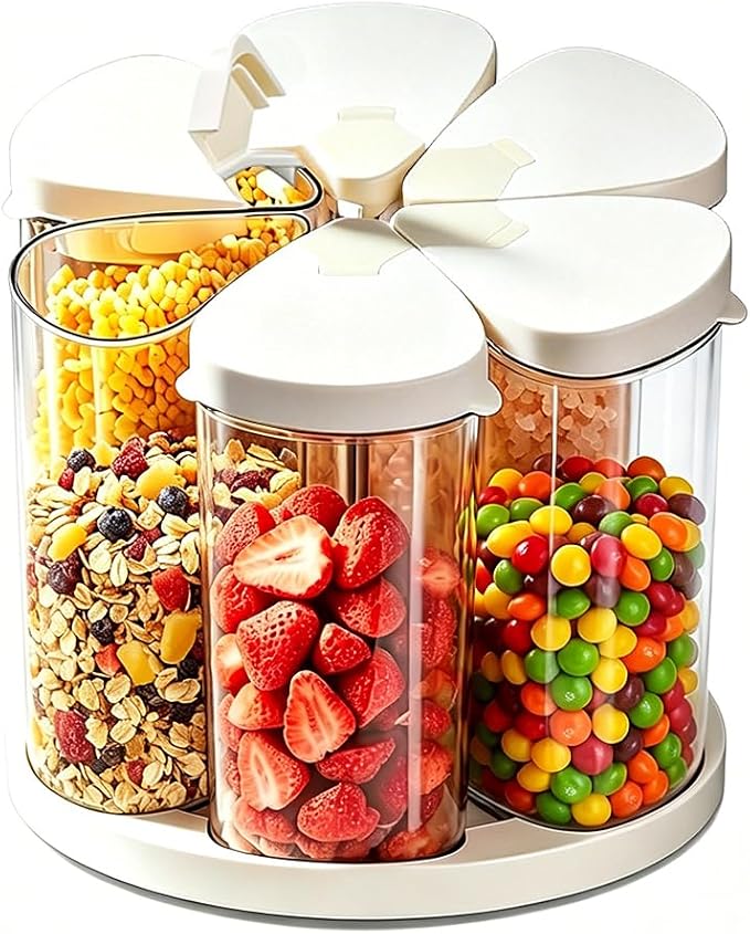 Ankou Rotating Food Storage Containers Set of 6, 23oz Clear PET Jars by ANKOU