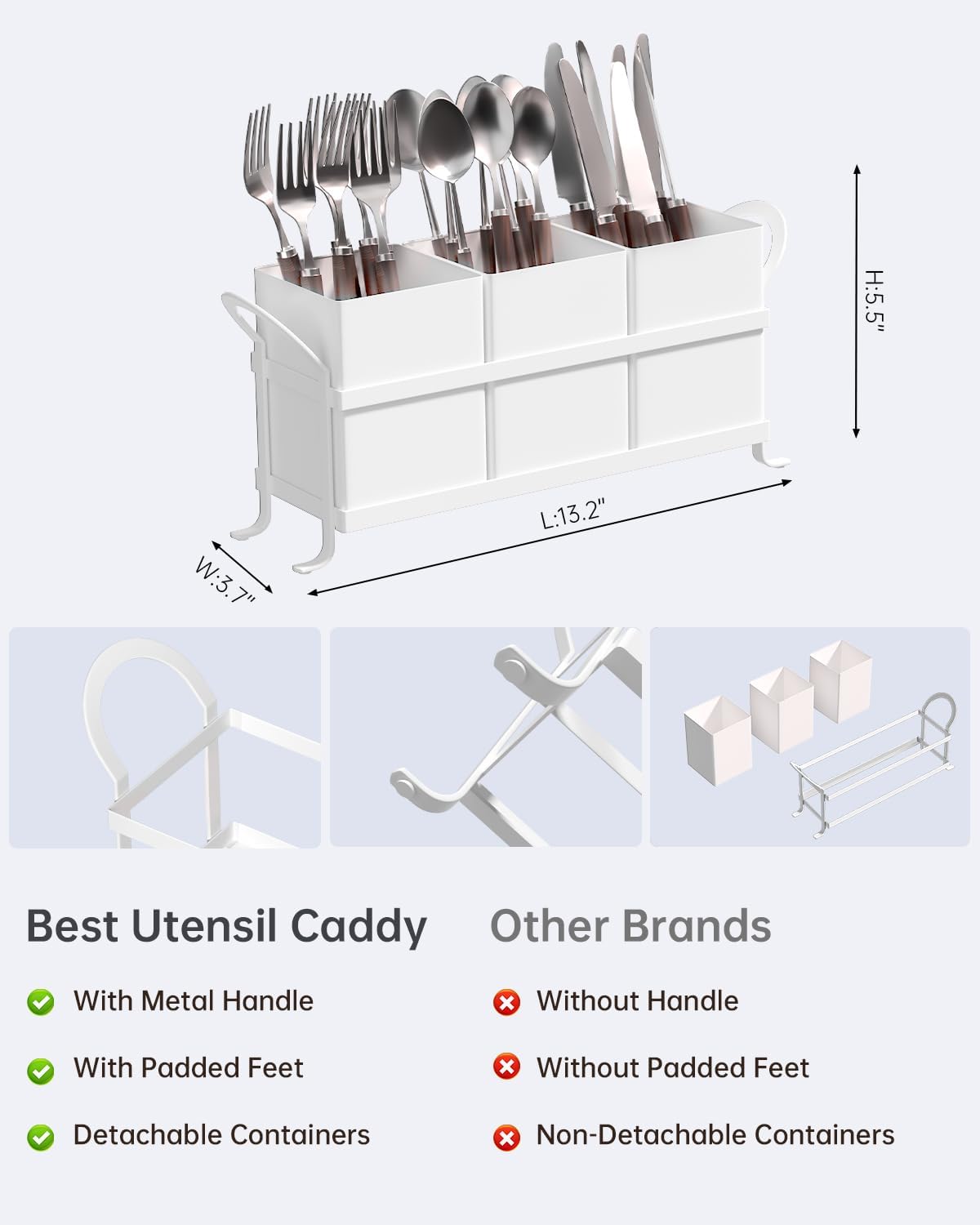White Kitchen Utensil Holder - Chic Silverware Holder for Party