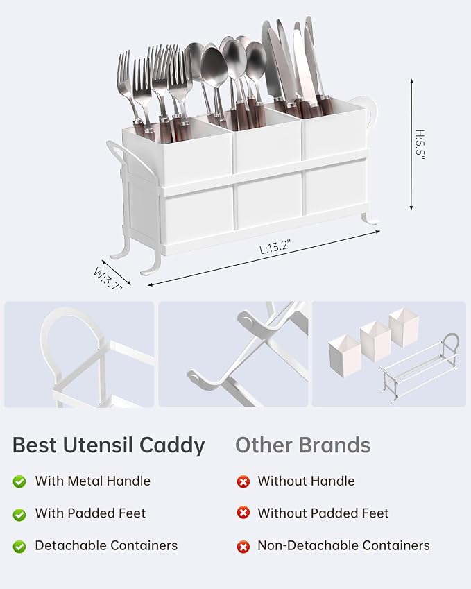 White Kitchen Utensil Holder - Image 2
