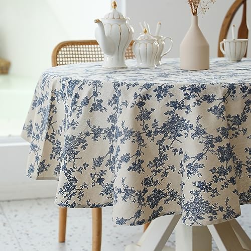 YiHomer Pastoral Round Table Cloth 100% Polyester Fabric 60 Inch