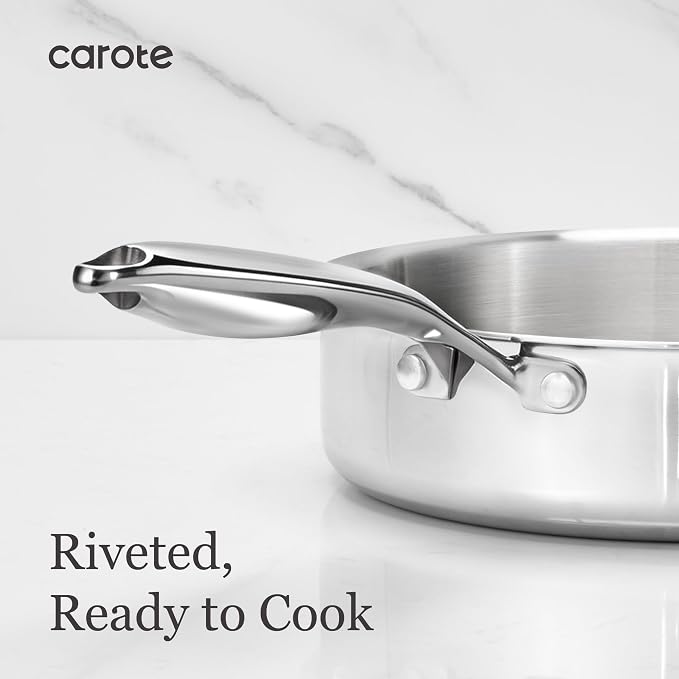 CAROTE 21pcs Tri-Ply Stainless Steel Cookware Set, Pots and Pans Set, Non Toxic - Image 6