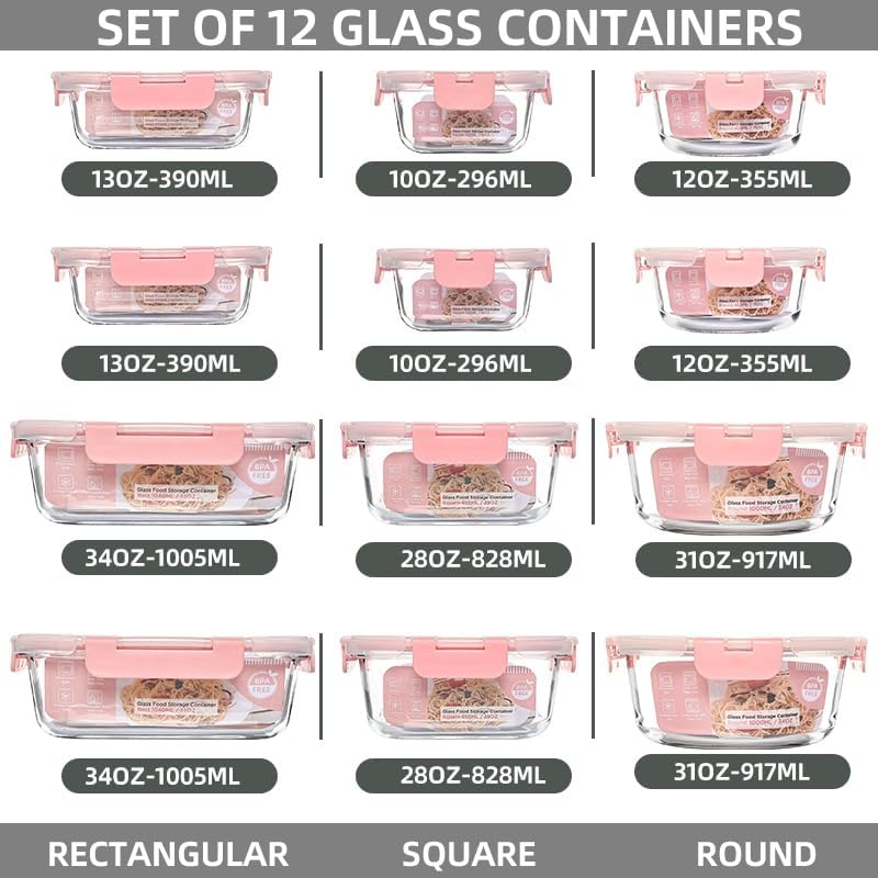 12-Pack Glass Storage Containers