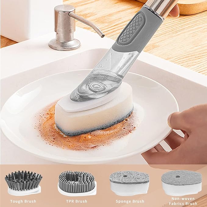 4-in-1 Dish Cleaning Brush Soap Dispensing Dish Brush Set - Image 4