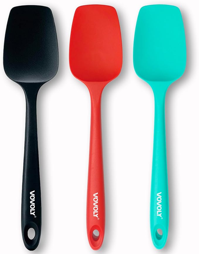 Silicone Spatula Set, Heat Resistant Rubber Spoon Spatula by VOVOLY