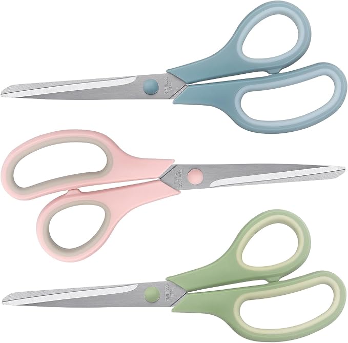 LONGKEY 8.5 Inch Scissors, All-Purpose, Soft Comfort-Grip, Ambidextrous - Image 8