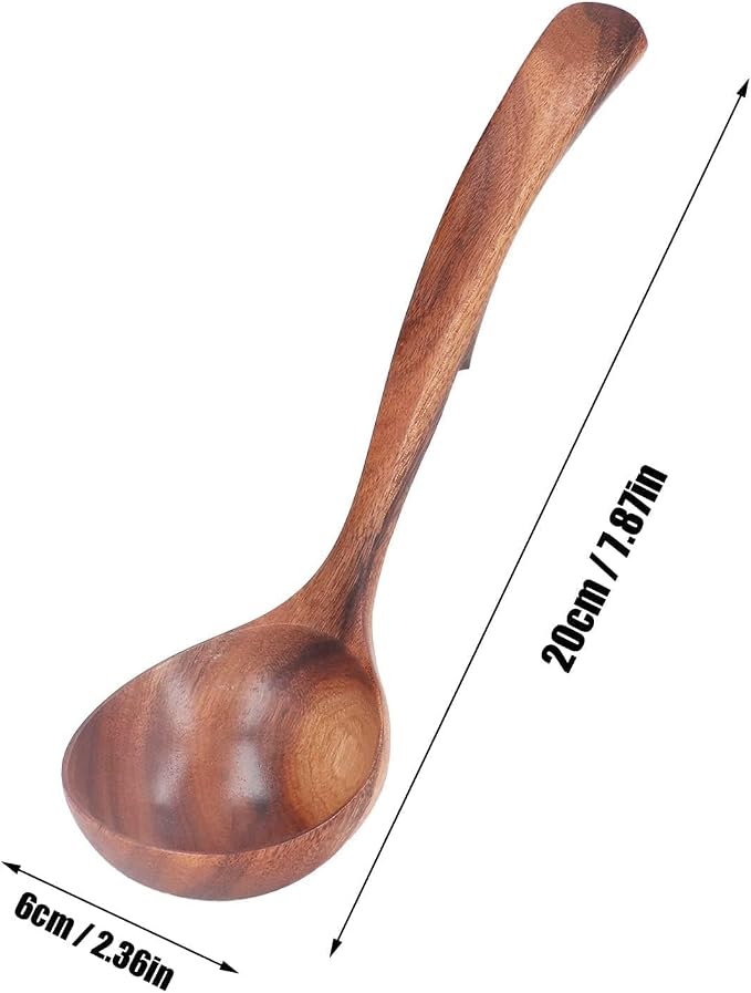 Wooden Ladle, 7.87inch Soup Ladle Wooden Serving Spoon Soup Spoon Ladle - Image 9