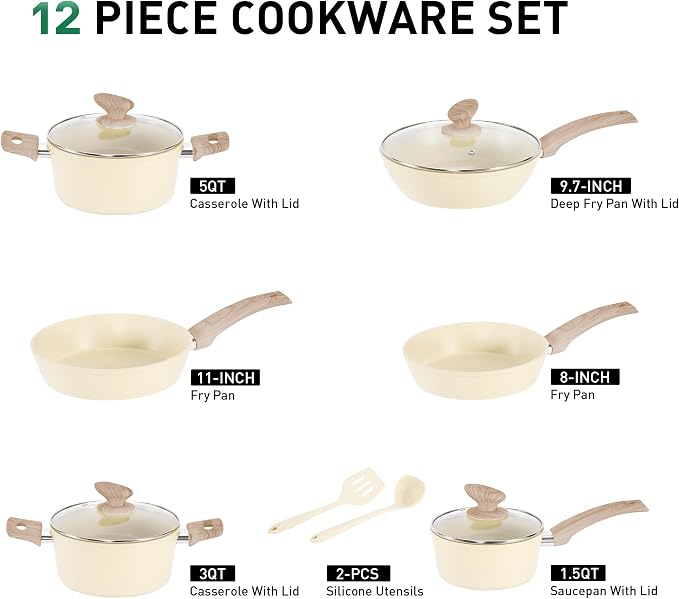 MAISON ARTS Pots and Pans Set Non Stick, Kitchen Cookware Sets Nonstick - Image 2