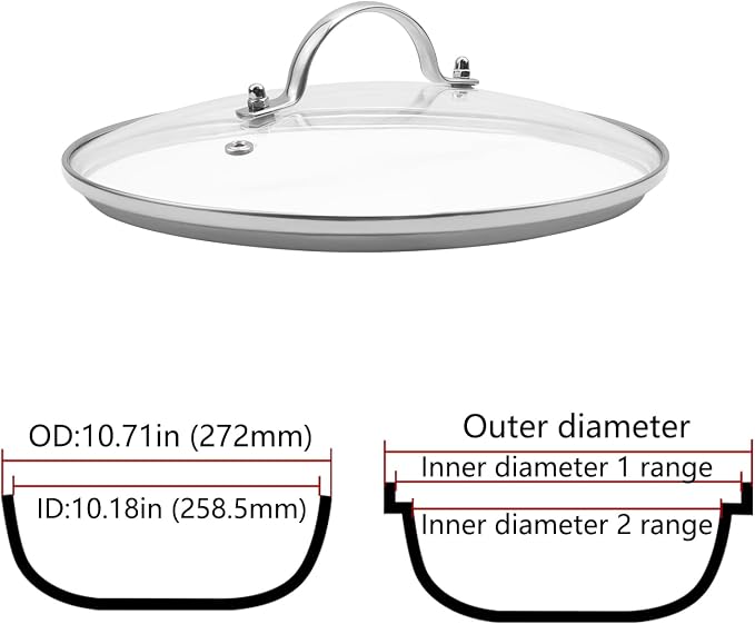 Antrader Tempered Glass Lid, 10.5Inch Cookware Glass Replacement Lid - Image 2
