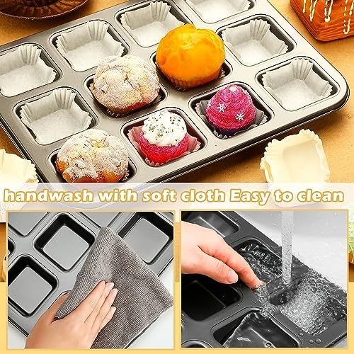 Lallisa 2 Baking Pans 500 Cupcake Liners, 12 Cavity Non Stick Set