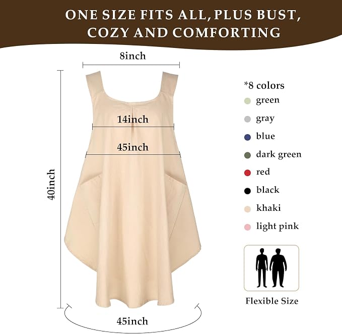 Apron for Women with Pocket Cotton Linen, Japanese Cross Back Apron for - Image 2