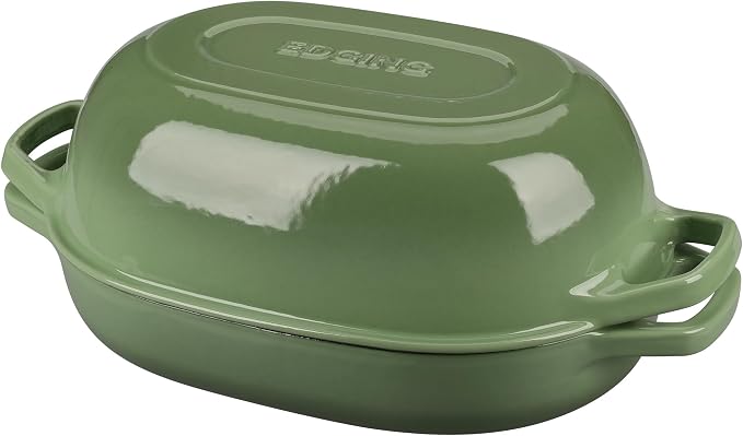 EDGING CASTING Enameled Cast Iron Oval Dutch Oven Pot by EDGINGCOOKWARE