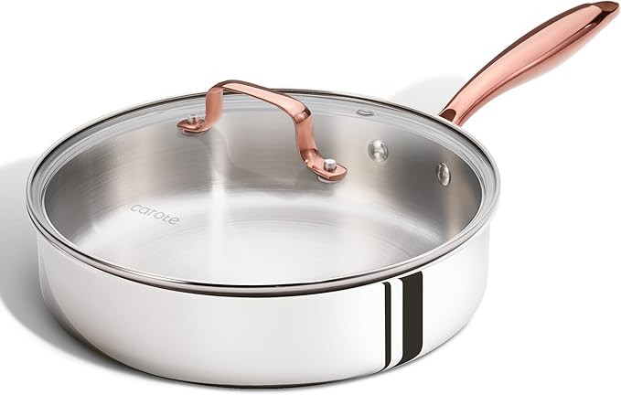 CAROTE 10" Tri-Ply Stainless Steel Deep Frying Pan by CAROTE