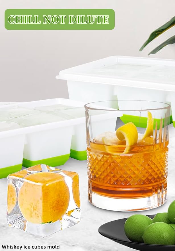2 INCH Ice Cube Tray with Lid & Bin, Square Large Ice Cube Molds | ice trays - Image 3