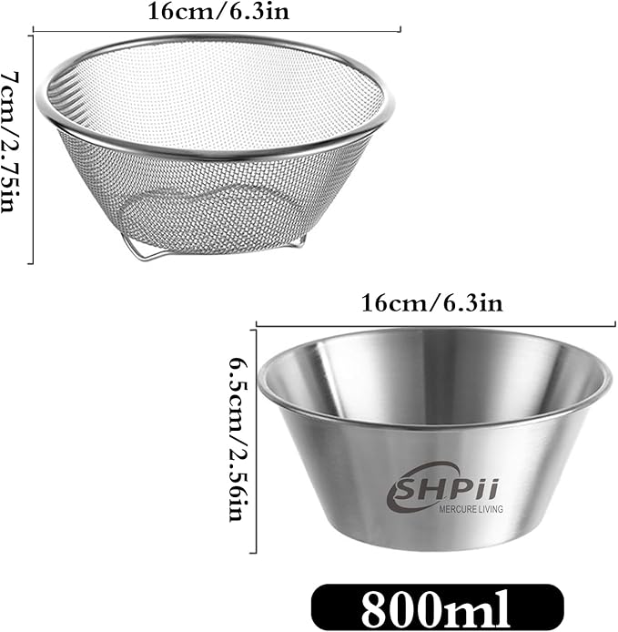 2 Piece Mini 304 Stainless Steel Colander - Image 2