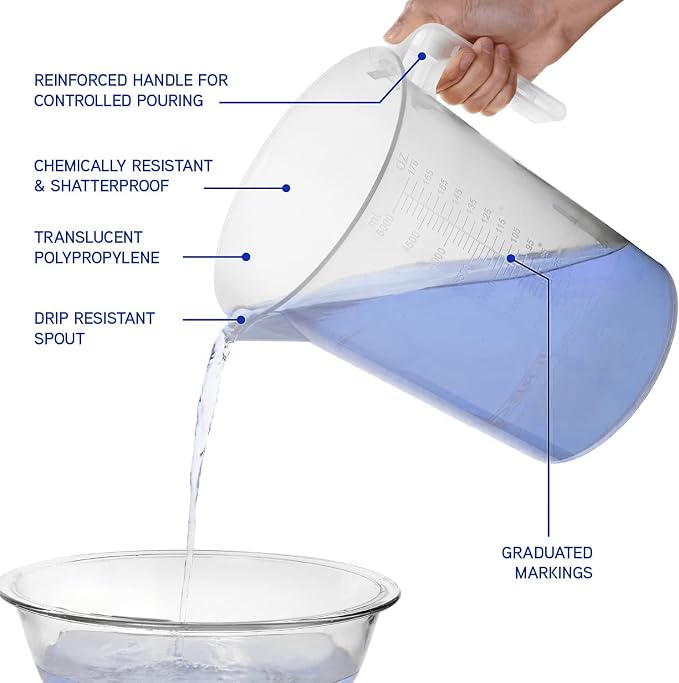 5 Liter Measuring Pitcher | 1.3 Gallon Shatterproof Plastic Large Graduated - Image 3
