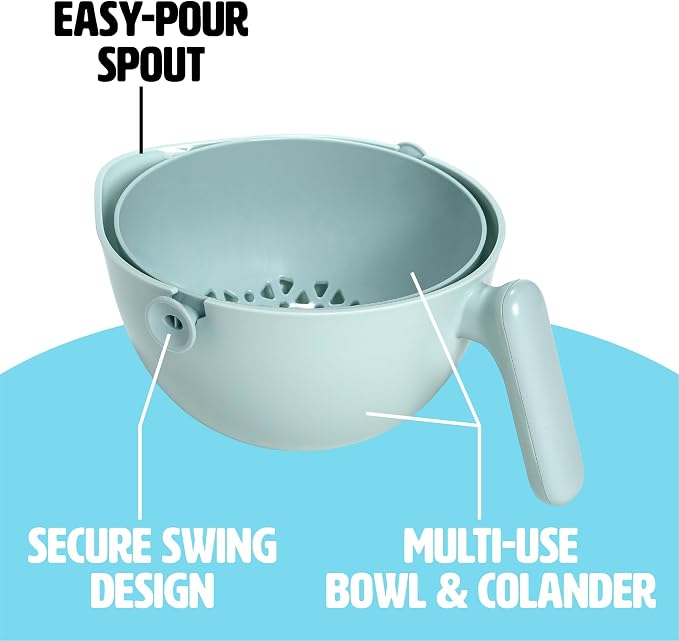 Tasty 2-in-1 Swing Bowl Colander, Built-In Strainer Basket - Image 3