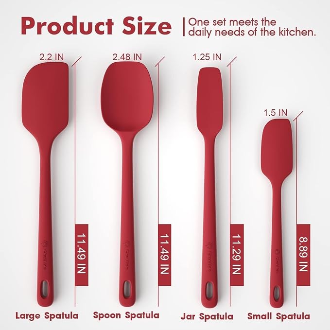 ChefAide 4 Pieces Silicone Spatula Set, Food Grade Rubber Spatula, Upgrade - Image 2